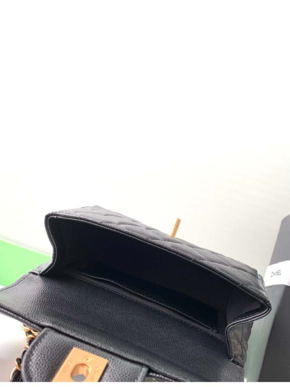 Black Quilted Leather Crossbody with Gold Chain - Picture 5 of 5